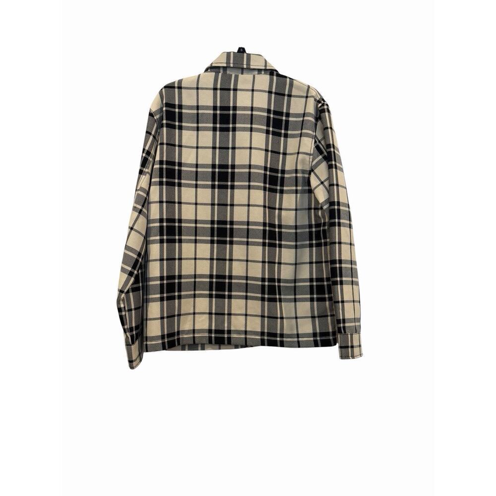 H&M Men's Black & Cream Plaid Full Zipper Jacket /Shacket Size M Oversized - Picture 2 of 13